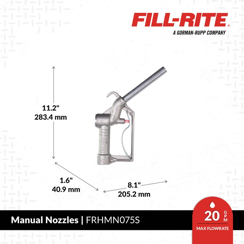 FILL RITE Fill-Rite FRHMN075S 3/4" Up to 20 GPM (75 LPM) Manual Nozzle with Hook - Image 2